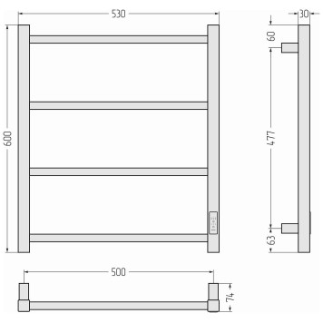 Стилье Формат 26 Полотенцесушитель электрический 53x7,4x60h см, цвет: черный 31526-6050-3