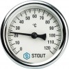 Биметаллический термометр STOUT SIM-0003 с погружной гильзой. Корпус Dn 63 мм, гильза 50 мм, резьба 1/2". 0...120°С.