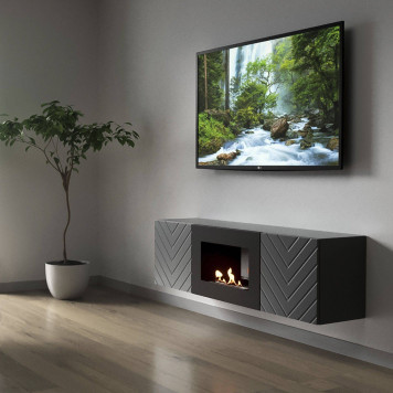 Тумба с биокамином Firelight BFP/P-1400V графит-1