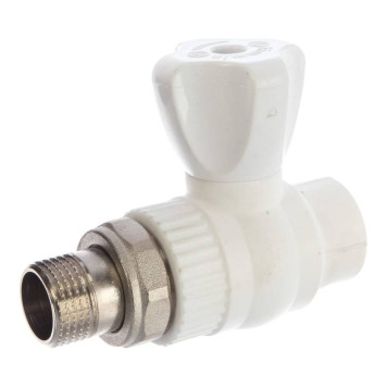 Кран Lammin шаровый PPR радиат. прям. 20 х 1/2 PREMIUM 50/10 белый