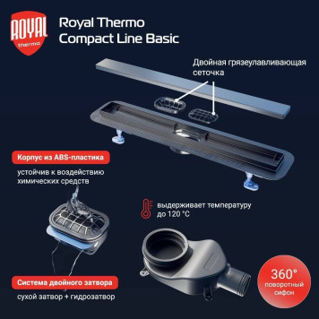 Лоток душевой Royal Thermo с сухим затвором Compact Line Basic 800-1