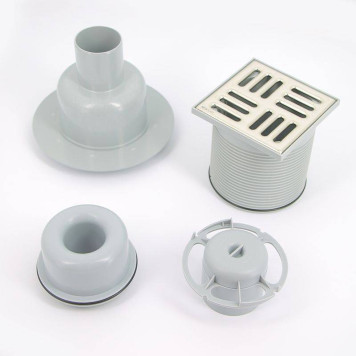 Трап Alcaplast 105 х 105 мм H=138-224 мм вертикальный выпуск 50 мм нерж.сталь-1