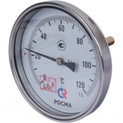 Термометр Росма БТ-51.211 (0-120C) G1/2.64.1,5 биметалл 100мм (хромированная сталь) с гильзой (латунь)