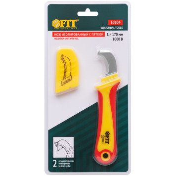 Нож изолированный 1000 В с пяткой, нерж.сталь, 170 мм, лезвие 37 мм, прорезин.ручка-2