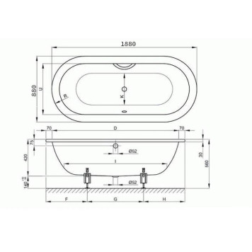 Bette Starlet Flair Oval Ванна 188х88х42см, с шумоизоляцией, с самоочищающимся покрытием Glaze Plus, цвет: белый. B23-1500, 8775-000 PLUS-1