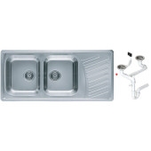Alv 1009386 Elegant 70 Мойка I оборачиваемая, 2 чаши, 0,7 мм, SAT, 3½, 1110х510х190 мм+сифон, шк 800 1009386