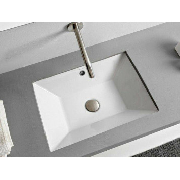 Раковина, Scarabeo, Teorema 2.0, шгв 450-360-170, отверстия для смесителя-отсутствуют, цвет-белый