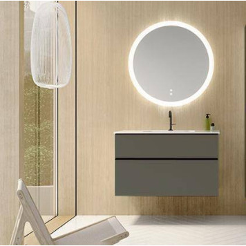 BURGBAD EqioТумба с раковиной подвесная 920х620х490мм, керамическая раковина белая, с 1 отв под смес, ручки G0252, цвет мебели серый глянец-1