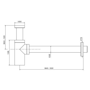 Newform X-STEEL 316 Сифон для раковины под донный клапан, L=300 мм цвет: INOX. 244X.50.050-1