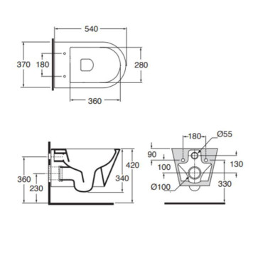 AZZURRA FORMA Унитаз подвесной безободковый 54х37х34см с сиденьем soft close антигрязевое покрытие, цвет: белый-5