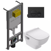 E21750RU-00 Унитаз c инсталляцией Rodin+, сиденье тонкое микролифт, панель для двойного смыва, глянцевый белый (E36495-NF+E36496-00+EDY102+E23280) E21750RU-00