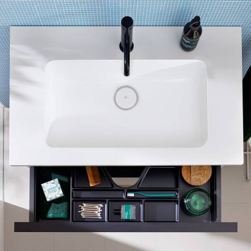 BURGBAD EqioТумба с раковиной подвесная 920х620х490мм, керамическая раковина белая, с 1 отв под смес, ручки G0252, цвет мебели серый глянец-2