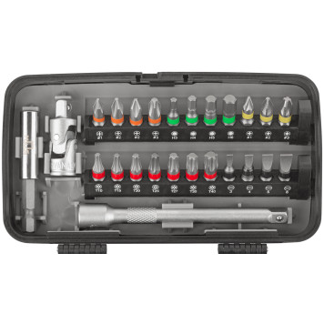 Мини-набор инструмента (биты, головки, вороток, удлинитель), 38 шт., пластиковый кейс MOS 65000М-7