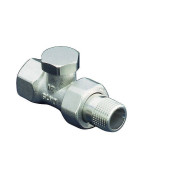 Вентиль на обратную подводку, Oventrop, Combi 2, проходной, DN-20, 3/4, ВН, PN, бар-10, T°C -от +2 до +120, латунь, никелированный, НГ со штуцером, предварительная настройка, отключение