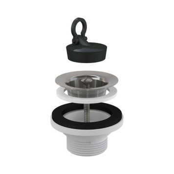 Выпуск для раковины нерж. решетка с пробкой, выход 1 1/4