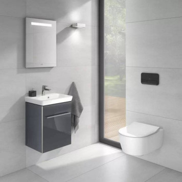VilleroyBoch Avento Унитаз 37х53х31см.,подвесной, безободковый, в комплекте сиденье SlimSeat с микролифтом, цвет: альпийский белый. 5656RS01-10