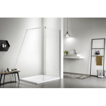 AQ WIW 10020CH Душевая перегородка Walk in с держателем 1000x2000 профиль хром, стекло прозрачное AQ WIW 10020CH