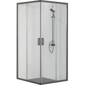 AQ ARI KV 09020BL Душевой уголок квадратный, двери раздвижные 900x900x2000 профиль черный, стекло прозрачное AQ ARI KV 09020BL