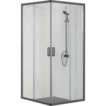 AQ ARI KV 09020BL Душевой уголок квадратный, двери раздвижные 900x900x2000 профиль черный, стекло прозрачное AQ ARI KV 09020BL