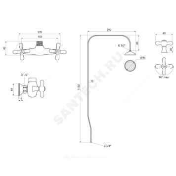 Смес/душ О-серия к/затв стационар в/к Прораб Славен СЛ-ДВ-О42-1