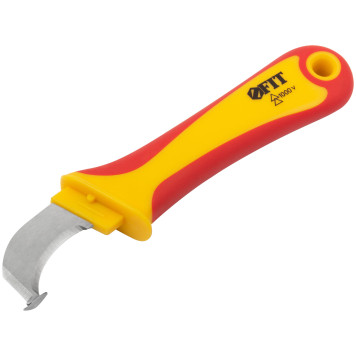 Нож изолированный 1000 В с пяткой, нерж.сталь, 170 мм, лезвие 37 мм, прорезин.ручка-1