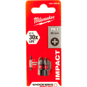 Бита Milwaukee SHOCKWAVE PH1х25 (2шт.)(850)