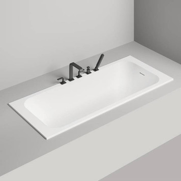 Salini Orlanda Plus Встраиваемая ванна 190х100х60cм, прямоуг. чаша, S-Stone, цвет: белый матовый. 102024M, 23101H-6
