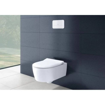 VilleroyBoch Avento Унитаз 37х53х31см.,подвесной, безободковый, в комплекте сиденье SlimSeat с микролифтом, цвет: альпийский белый. 5656RS01-8