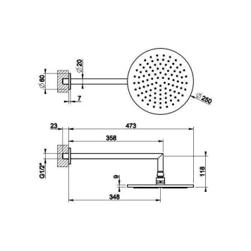 Gessi Anello Верхний душ Oslash;25см., настенный, цвет: warm bronze brushed pvd. 63348#726-1