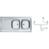 Alv 1009085 Classic 100 Мойка накл. правая, 0,6 мм, NAT-1½ 1200х600х160 мм, 2 чаши, крыло, шк 1200 1009085