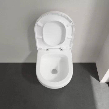 VilleroyBoch Architectura Унитаз 37х53х33см., подвесной, безободковый, в комплекте сиденье c микролифтом, цвет: альпийский белый. 5684HR01-8