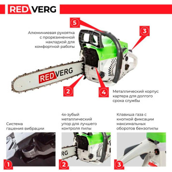 Бензопила REDVERG RD-GC45-16-5