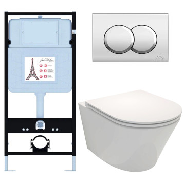 E21750RU-CP Унитаз c инсталляцией Rodin+ сиденье тонкое микролифт, клавиша хром (E36495-NF+E36496-CP+EDY102+E23280) E21750RU-CP