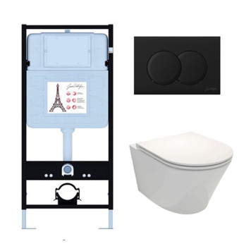 E21750RU-BL Унитаз c инсталляцией Rodin+, сиденье тонкое микролифт, панель для двойного смыва, матовый черный (E36495-NF+E36496-BL+EDY102+E23280) E21750RU-BL