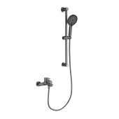 AQ1748BGM ЛУГАНО смеситель для ванны с душевым гарнитуром 3jet, оружейная сталь (шлиф. черный хром) AQ1748BGM