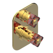 THG Petale de Cristal rouge Смеситель для душа, термостатический, с переключателем на 2 потока, цвет: золото/красный хрусталь. G00-A00-5500AE,  U6C-F01-5500BE