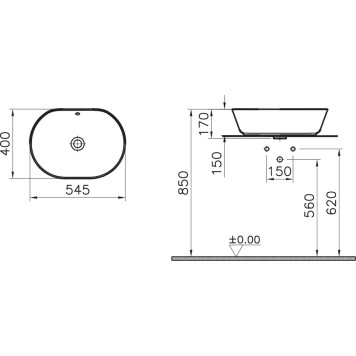 7427B003-0012 Geo Раковина-чаша 55cm-цвет белый VITRA 7427B003-0012-1