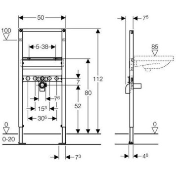 111.434.00.1 Инсталляция Geberit Duofix для раковины, 112 см, вертикальный смеситель 111.434.00.1-1