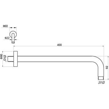 AQ2176CR держатель верхнего душа настенный 400 мм AQ2176CR-1