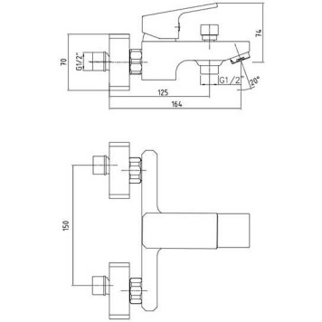 102102469EX TIERA смеситель для ванны 102102469EX-1