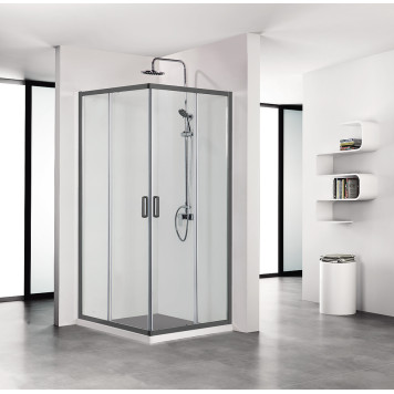 AQ ARI KV 10020BL Душевой уголок квадратный, двери раздвижные 1000x1000x2000 профиль черный, стекло прозрачное AQ ARI KV 10020BL-3