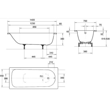 Ванна Eurowa ванна мод. 309-1 140х70 119512030001-1