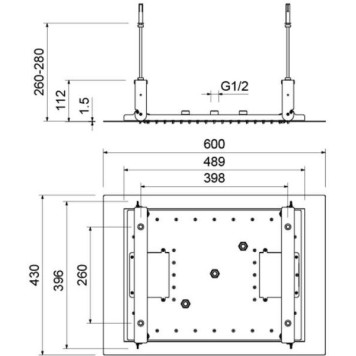 AQ2083CR верхний душ 600430 мм, 3 jet (внешняя и скрытая часть) AQ2083CR-1