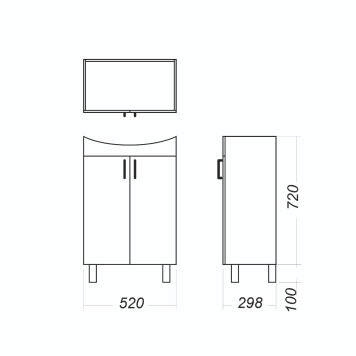 РОНДО 56 Тумба напольная 520х820х298, бел (подходит умывальник мебельный Рондо 56) RNDSACW56013F1-2