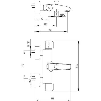 102102340EX THERMOSTATIC термостатический смеситель для ванны 102102340EX-1