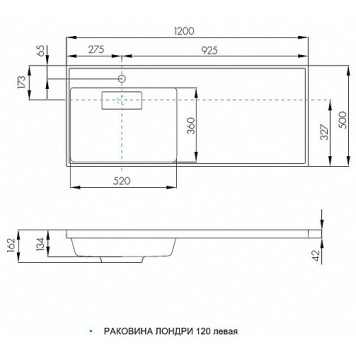 1A2359K1LH010 Набор: 1A235901LH010 Тумба-умывальник Лондри 60/ 1A72843KLH01L Раковина Лондри 120 левая, бел. 1A2359K1LH010-1