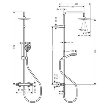 26318000 HG Vernis Blend Showerpipe 200 термостатическая душевая система 26318000-3