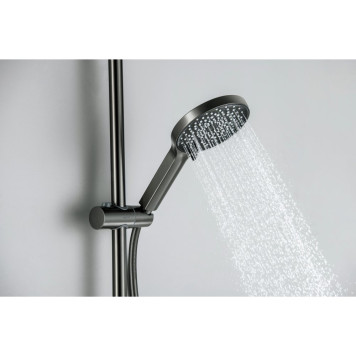 AQ1748BGM ЛУГАНО смеситель для ванны с душевым гарнитуром 3jet, оружейная сталь (шлиф. черный хром) AQ1748BGM-10