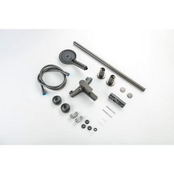 AQ1748BGM ЛУГАНО смеситель для ванны с душевым гарнитуром 3jet, оружейная сталь (шлиф. черный хром) AQ1748BGM-13