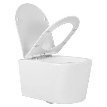 AQ1365T-00 ОБЕРОН Унитаз подвесной безободковый 531360344мм смыв TORNADO, тонкое сиденье с механизмом плавного закрывания, крепеж AQ1365T-00-5